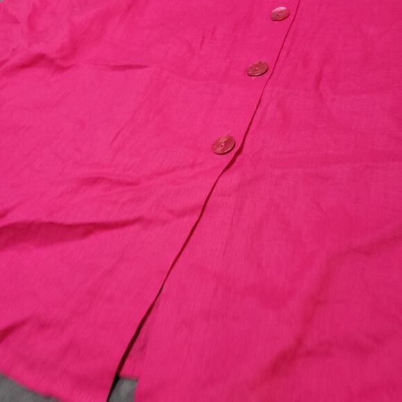 Choices Skirt Women Medium A Line Pink Barbiecore Linen Button Front Maxi Modest - Picture 2 of 12